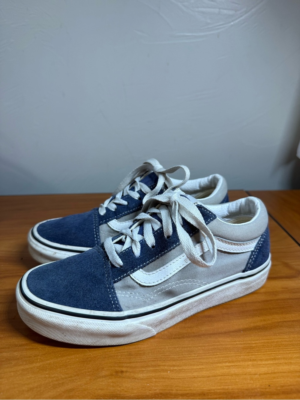 Vans Old Skool Kids Youth Suede Skate Sneaker Shoe Navy Blue Grey Casual K3
